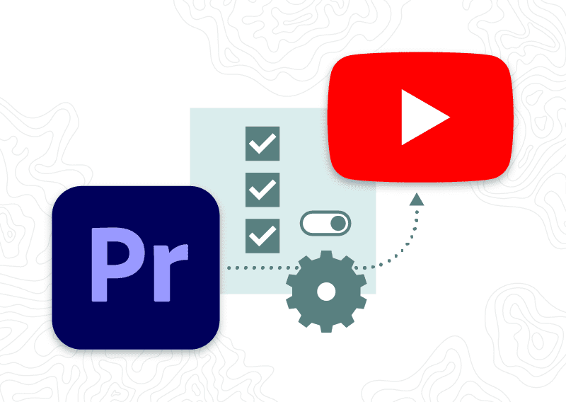 Adobe Premiere icon with arrow to YouTube