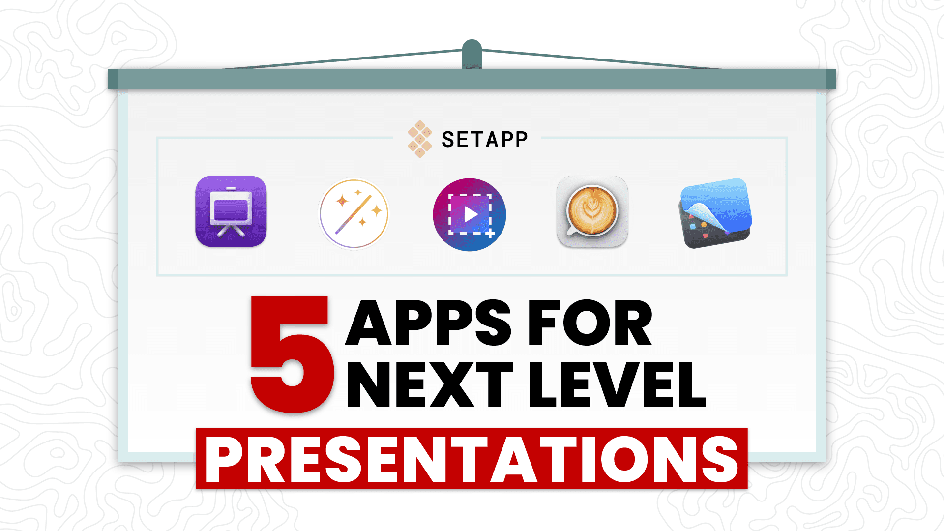 Illustration with icons of presentation apps in Setapp